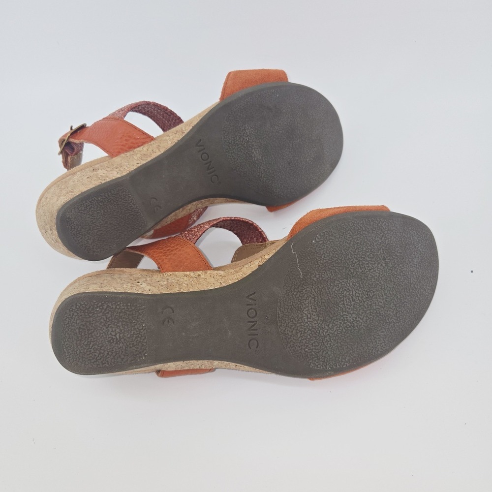 Vionic Kaytie Cork Wedge Sandal 9 Clay Coral Coastal Grandmother Quiet Luxury - Picture 5 of 6